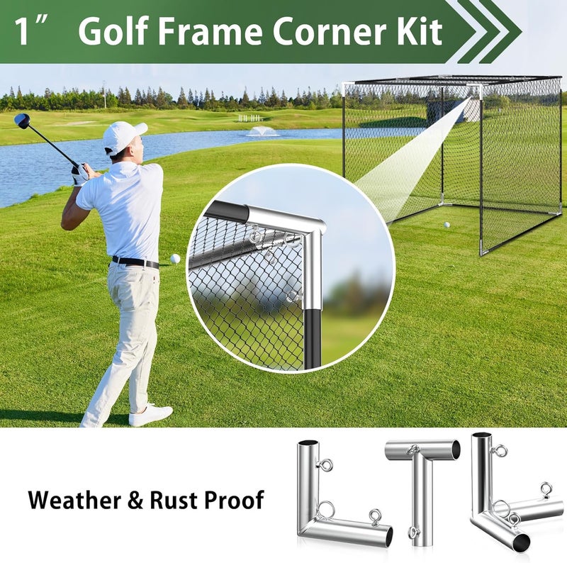 ForoGore 10 Pcs 1'' Golf Frame Corner Kit DIY Canopy Fittings Kit with Threaded Eye Bolts for EMT Pipe 10' L x 10' W x 10' H Practice Golf Cage Net Indoor Outdoor Home - Image 3